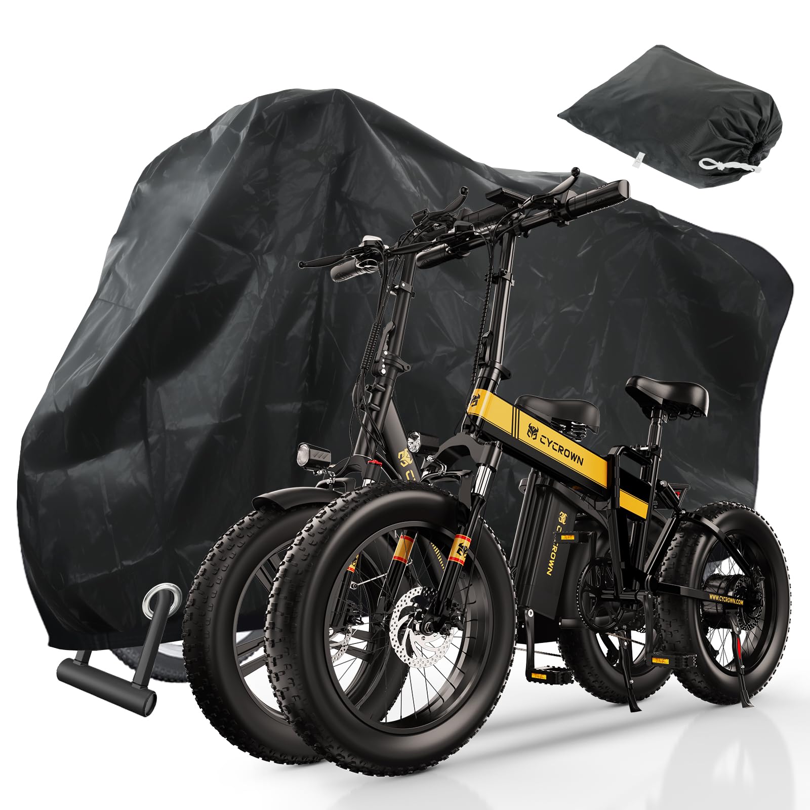 Electric Bike Cover Thicken Oxford 210D, Wind Rain Sun UV Dust Proof Constant Protection Bicycle Covers with Lock Hole Storage Bag with Lock Hole for Mountain Road Electric Bike, Black