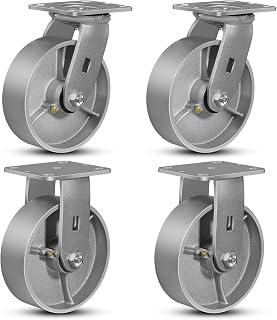 FOVERSWIVE 6"x2" Industrial Casters- Heavy Duty casters,Cast Iron Wheel,Steel Casters Set of 4 Capacity up to 5000 Lb. Use... Price In India