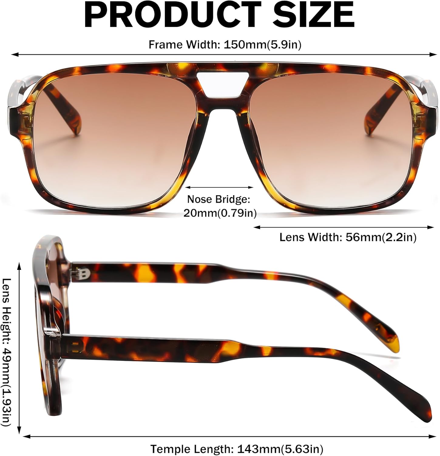 Hycredi Retro Aviator Sunglasses for Women Men, Trendy Square Shades, Vintage Classic Rectangle Sun Glasses - Image 4