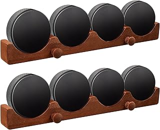 Beeveer 2 Pcs Hockey Puck Display Case Holder for 4 Pucks Wooden Wall Rack Holder with Hooks for Hockey Player Coaching Team Grandfather Wooden Gift for Father