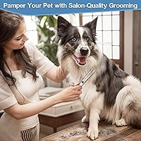 Vista 7 de Gimars 4CR - Tijeras 6 en 1 de acero inoxidable de aseo para mascotas, para perros, gatos y otros animales, resistentes con revestimiento de titanio.