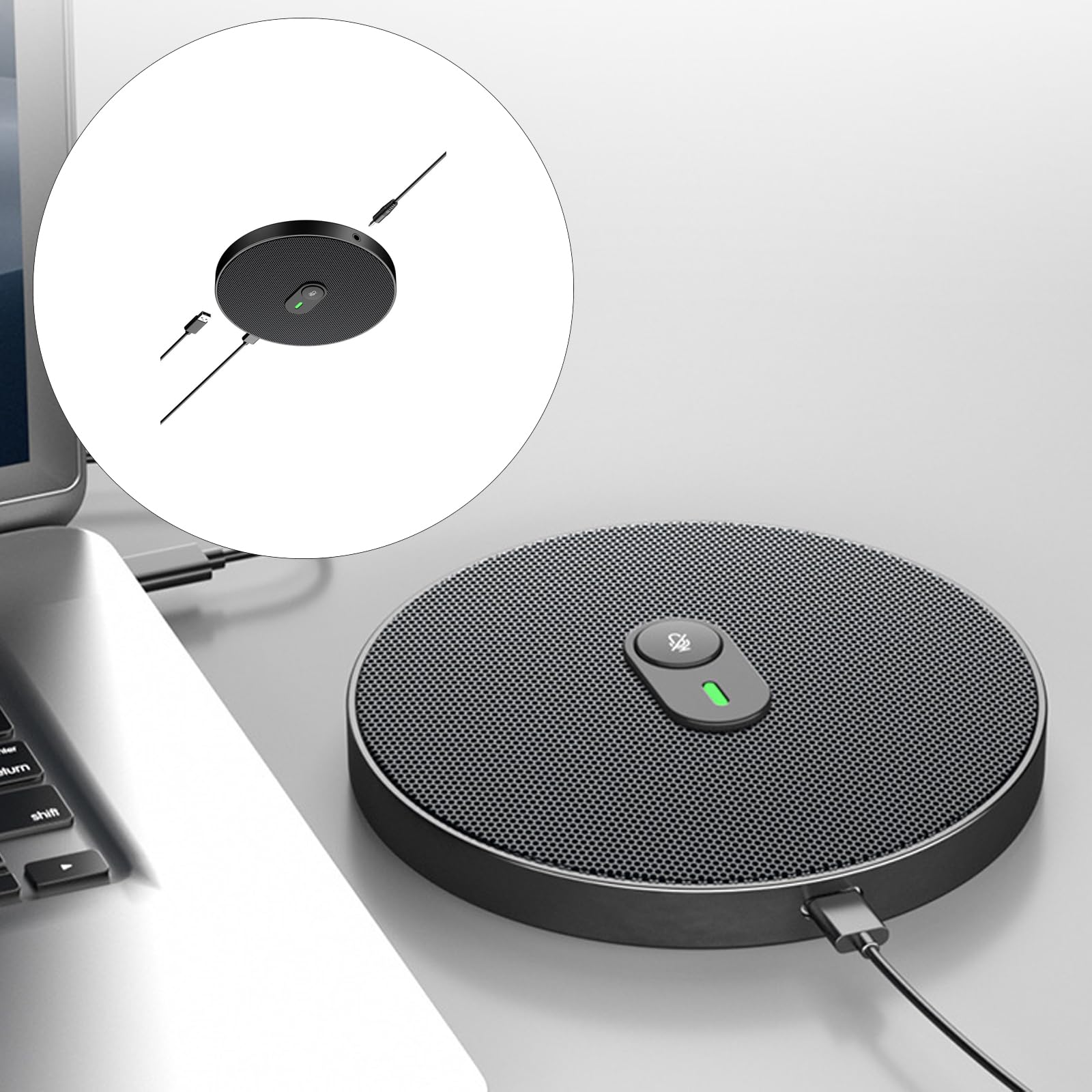 Microfono per riunioni con Pickup omnidirezionale a 360 Gradi e Altoparlante per configurazioni semplici Microfono da Tavolo Microfono con Pickup per Computer