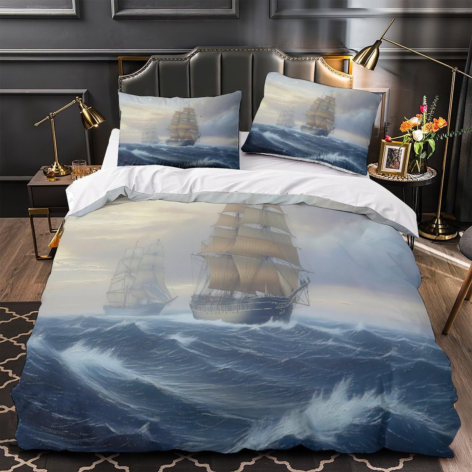 Housse de couette ski grand lit King parure de lit microfibre douce pour chambre enfant