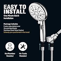Vista 8 de Cobbe Cabezal de ducha de alta presión con botón de pausa integrado, cabezal de ducha desmontable de 9 funciones con soporte giratorio de latón
