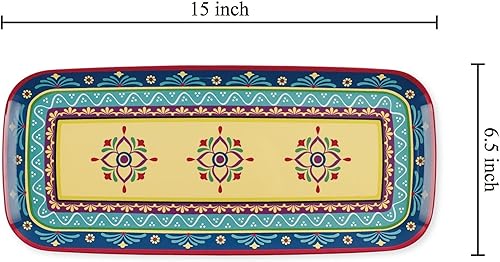 Miniatura 33 de UP ware Harvest - Bandeja de melamina de calabaza, bandeja rectangular de 15 x 6.5 pulgadas, bandeja de alimentos sin BPA para entretenimiento