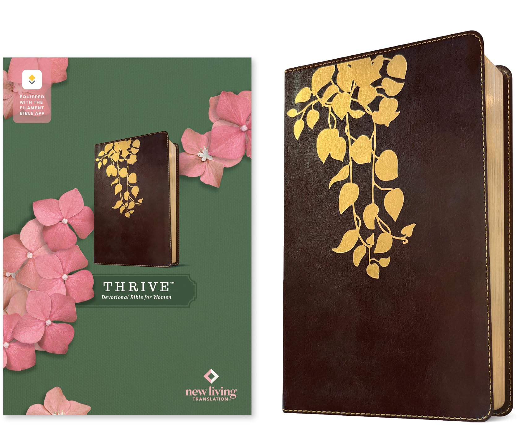 NLT THRIVE Devotional Bible for Women, Filament Enabled (LeatherLike, Cascade Deep Brown)
