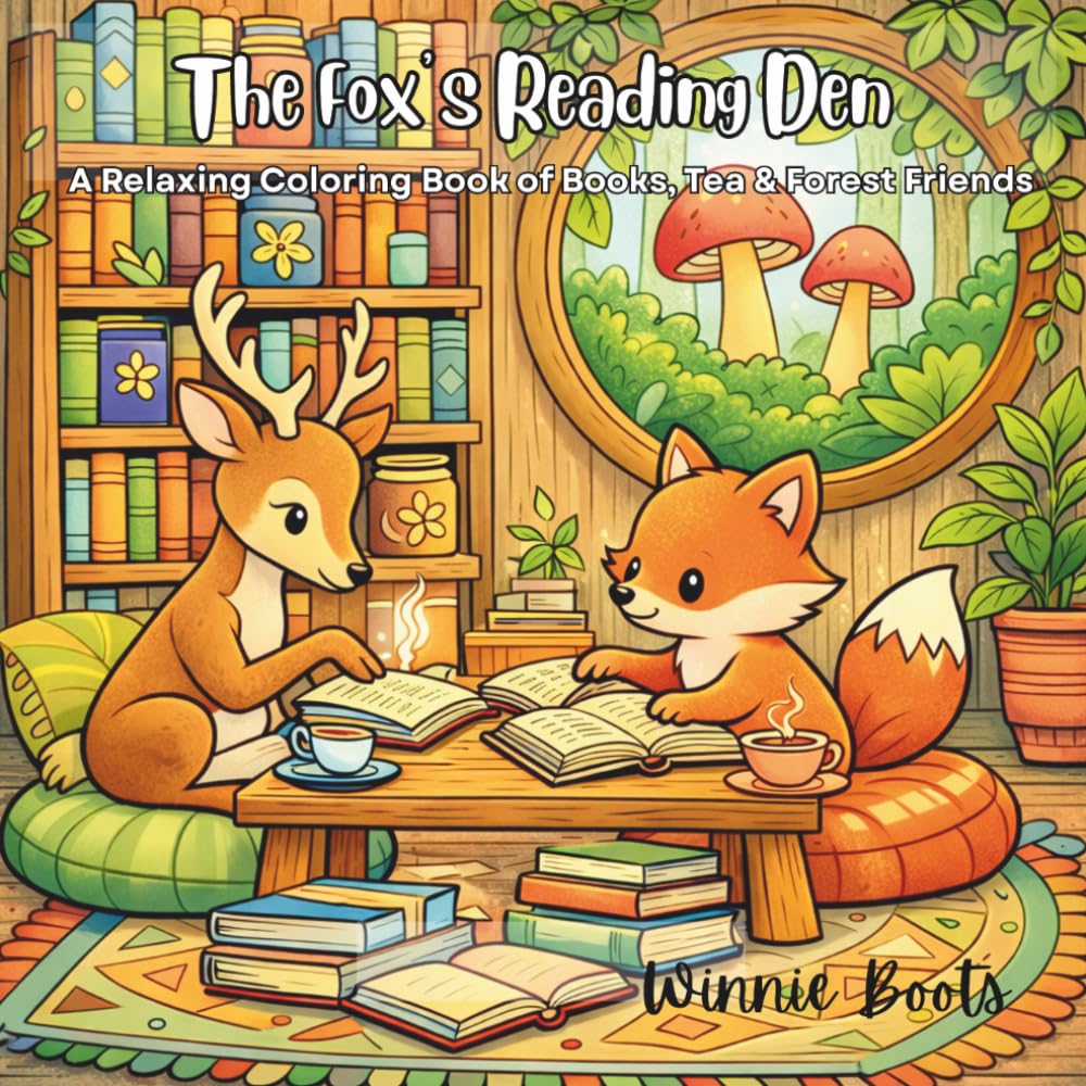The Fox's Reading Den: A Relaxing Coloring Book of Books, Tea & Forest Friends