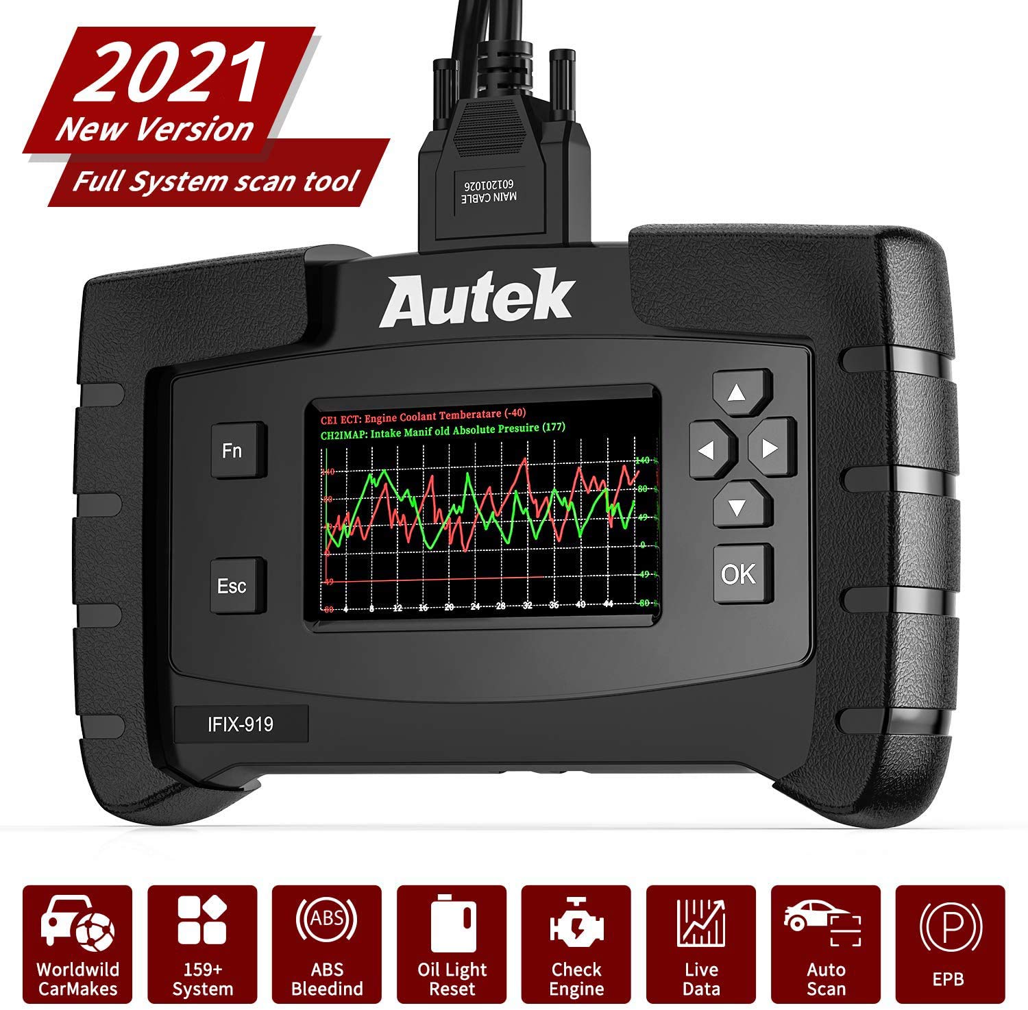 NEXAS All System Code Reader Car Diagnostic Tool with ABS EPB Oil & Engine Reset, Autek 919 Car Diag