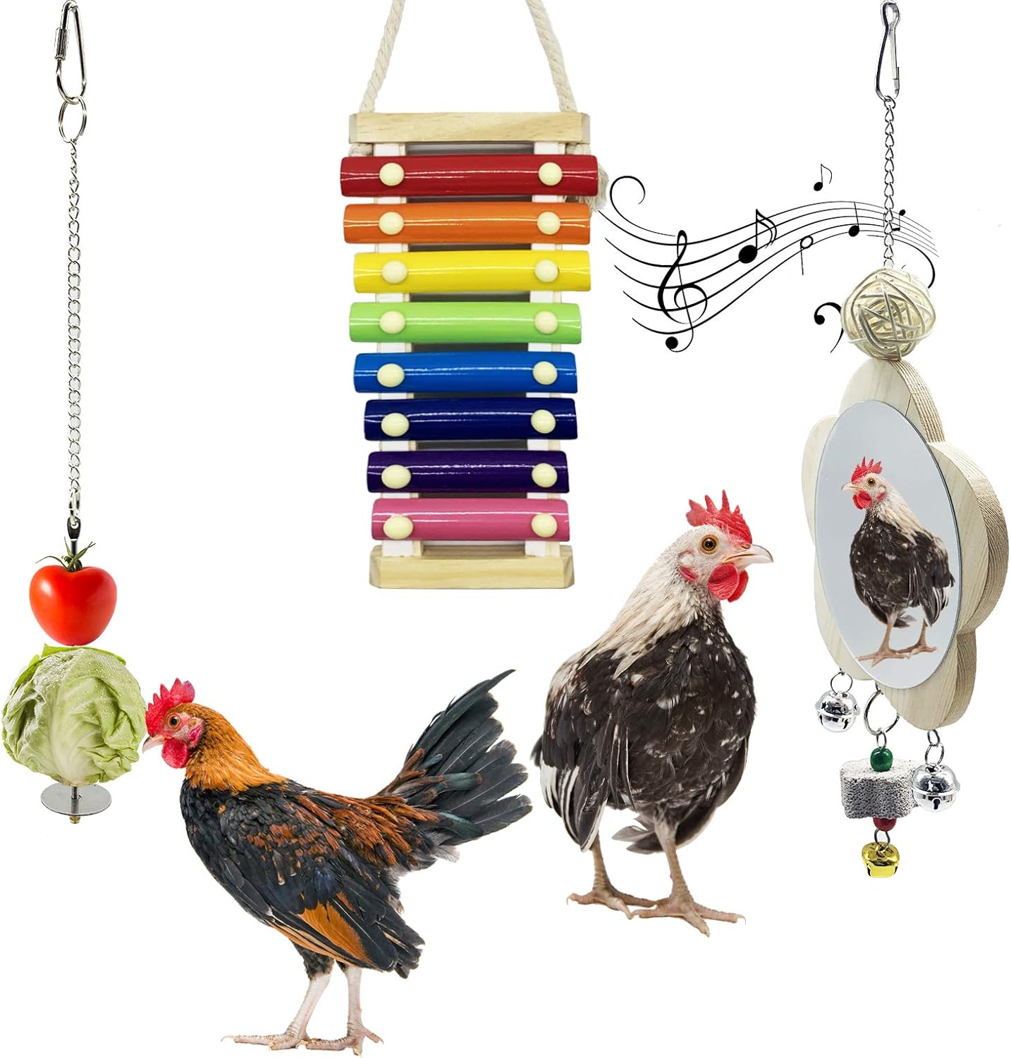 Deloky 3 PCS Chicken Xylophone Toys Set for HensChicken