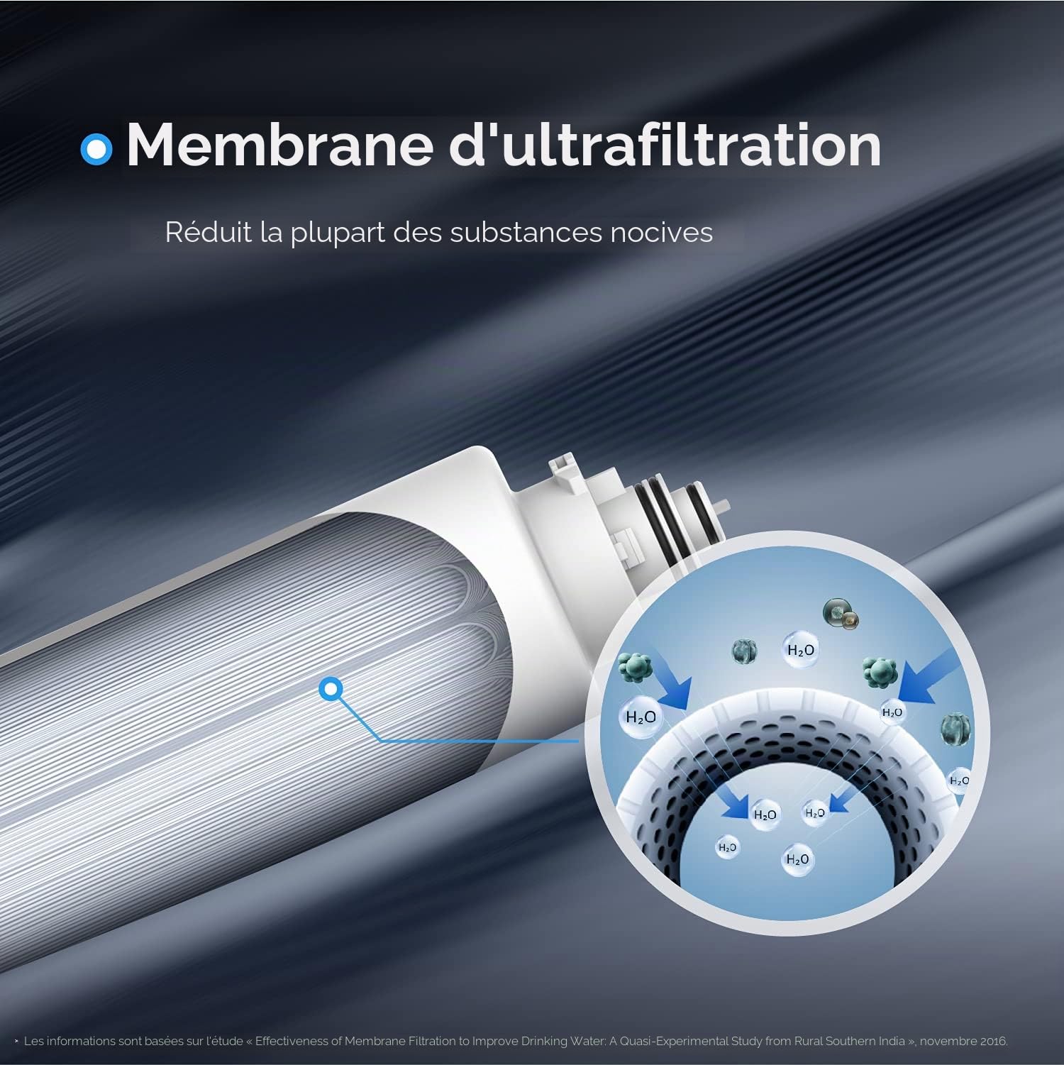 Waterdrop TSUF Ultra Filtration Filtre à eau sous table de remplacement pour Waterdrop TSU-W Système de filtration à eau 3 niveaux Ultra Filtration sous table 0,01 micron