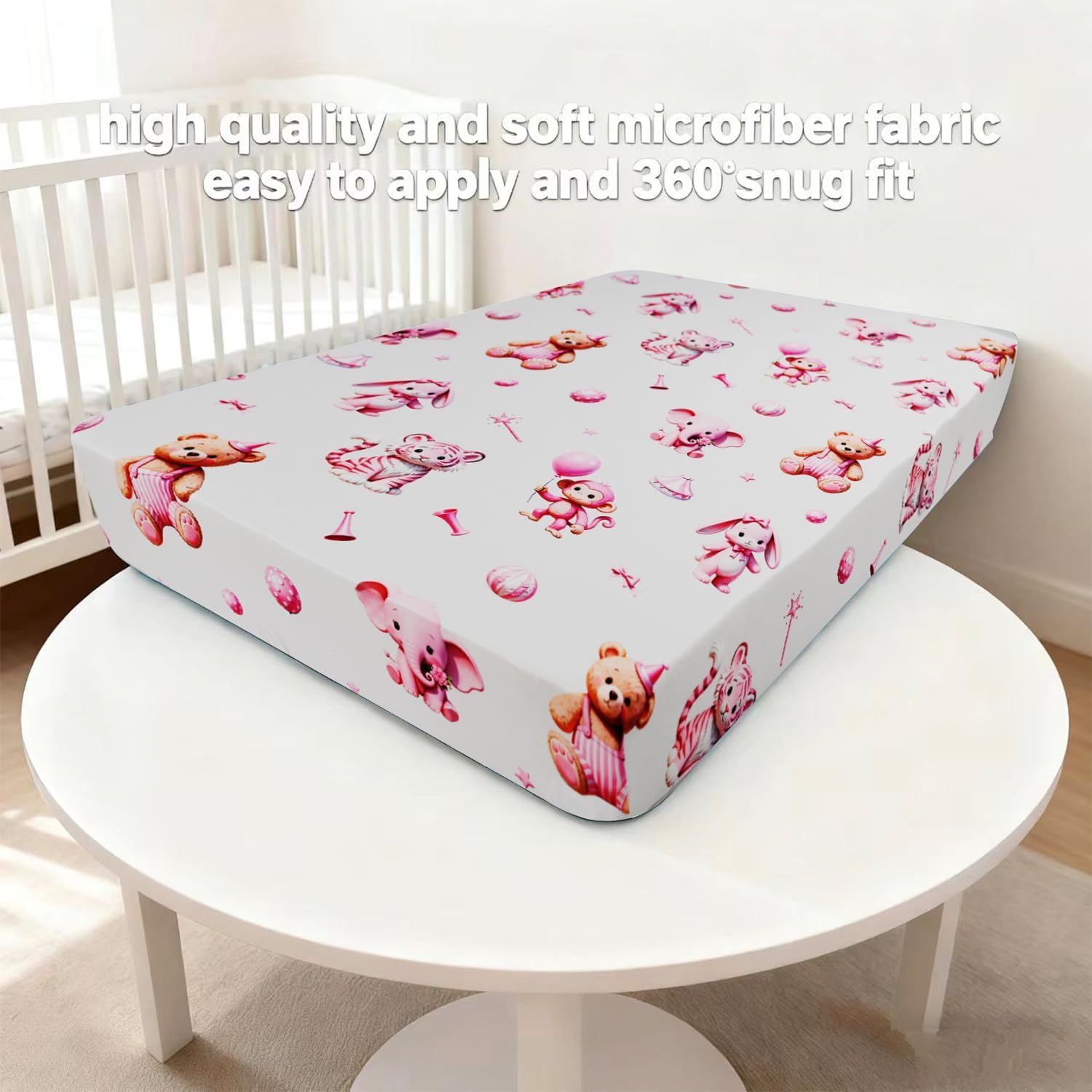 Pack and Play Sheets, 2 Pack Mini Crib Sheets for 38x26 Mattress, Stretchy Snug Fit Playard Fitted Sheet, Soft Breathable Cozy Material, Compatible with Graco Pack n Play for Baby and Toddler