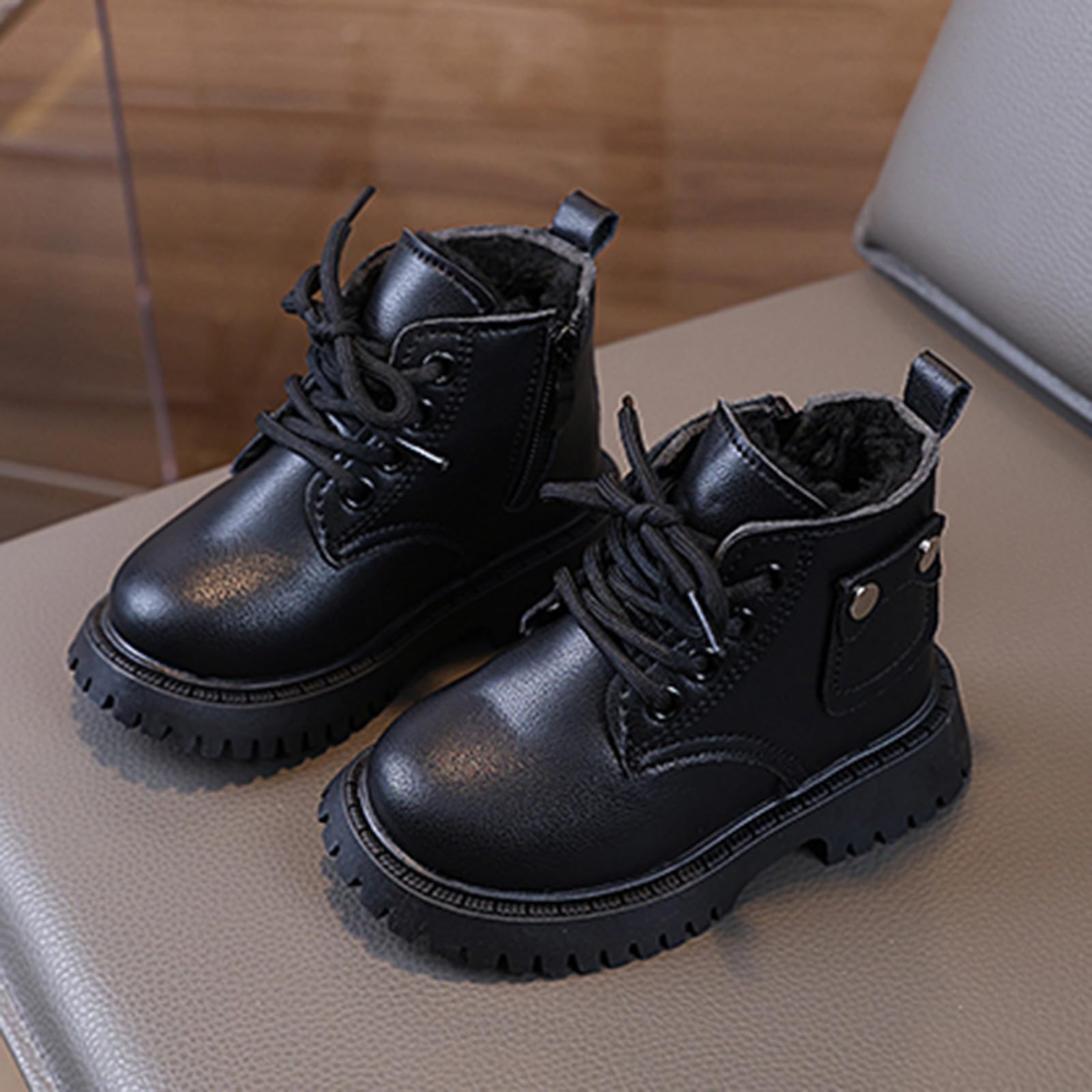 Générique Bambini Stivali per Ragazze Scarpe in Cotone alla Moda per Bambini, Stivaletti Caldi Imbottiti in Cotone con Cerniera laterale Ragazze Scarpe da equitazione Tendenza Occidentale
