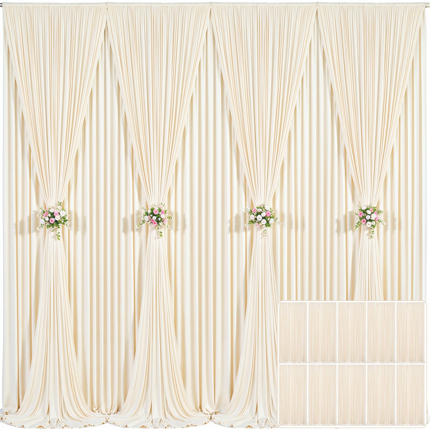 10x10 Champagne Backdrop Curtain for Parties Wedding Baby Shower Wrinkle Free Photo Curtains Backdrop Drapes Fabric Decoration for Bridal Shower 5ft x 10ft,2 Panels — view 21
