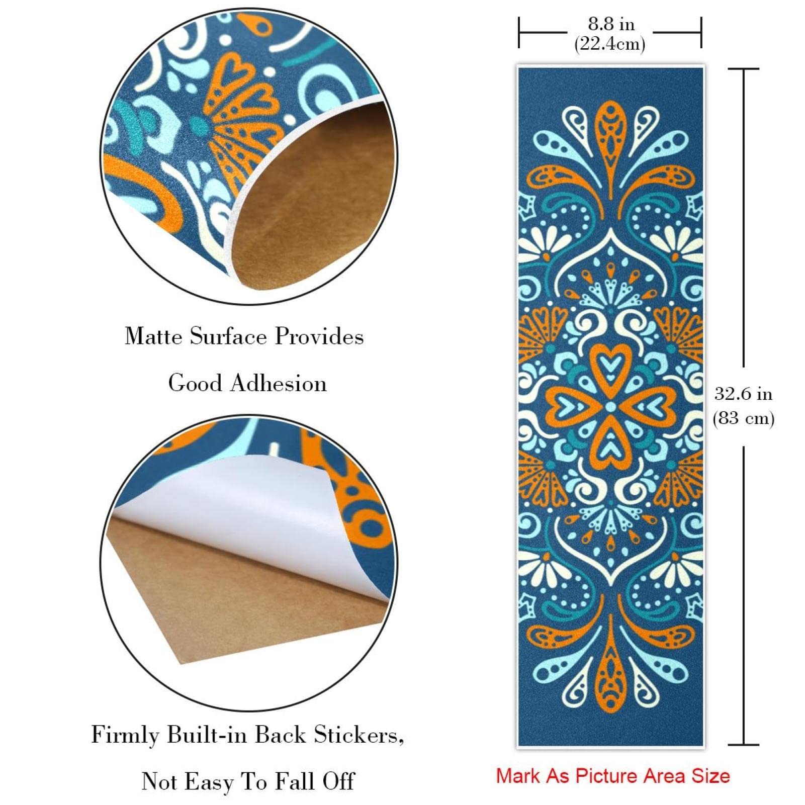 Mandala, Boho, indisch, Bohemia, 2 Stück, Skateboard-Griptape, Schleifpapier, Longboard, Aufkleber, Roller, Deck, Sandpapier