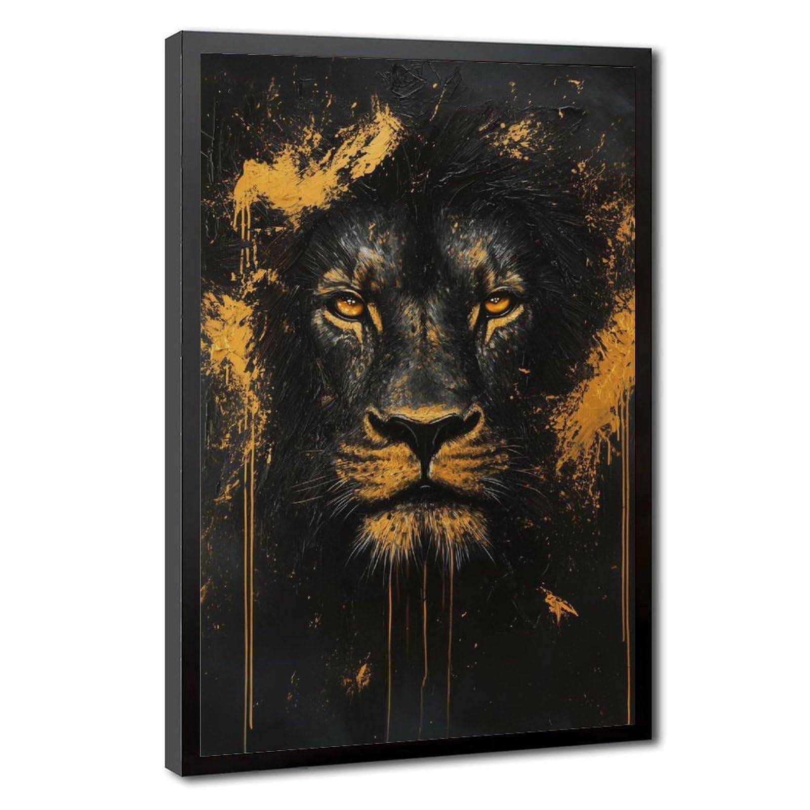 Pyberon Black Gold Lion Poster Canvas Poster for Dorm Room Decor Gift