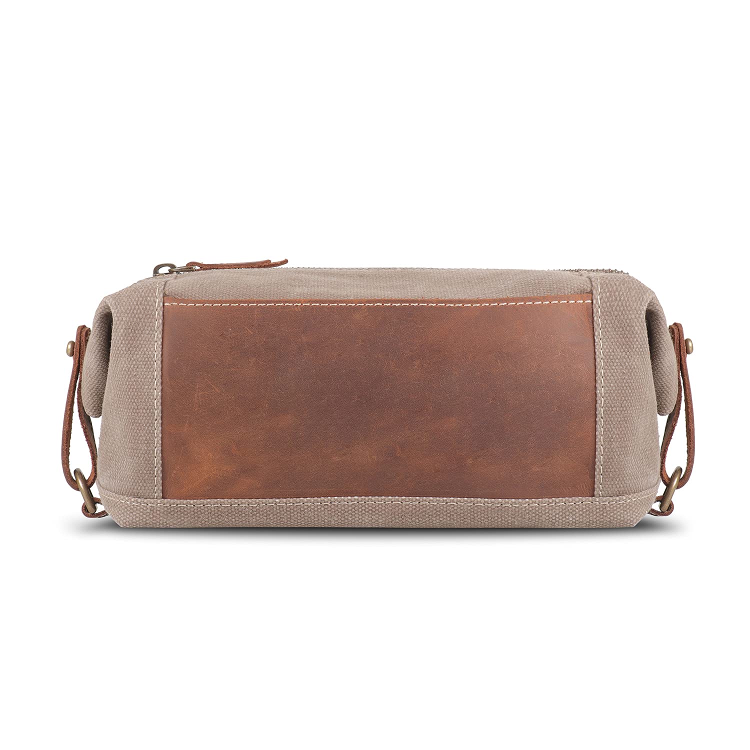 LONDO Toiletry Bag Genuine Leather and Canvas Travel Toiletry Bag Dopp Kit