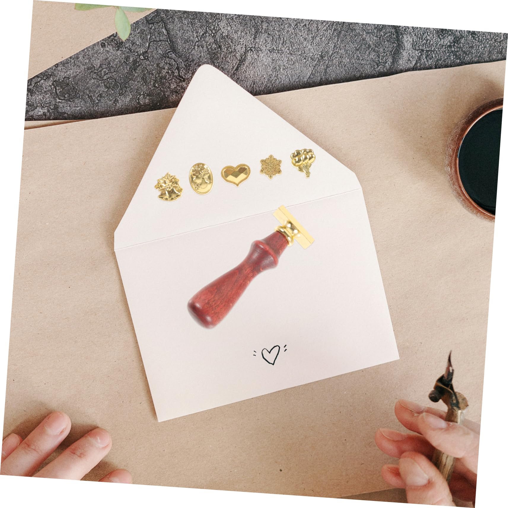 HOMSFOU 2 Juegos Caja de focas de pintura de sello de sello carta sello de lacre sello de letras sello de laca sello de cera de boda sello del kit de sello de cera Metal