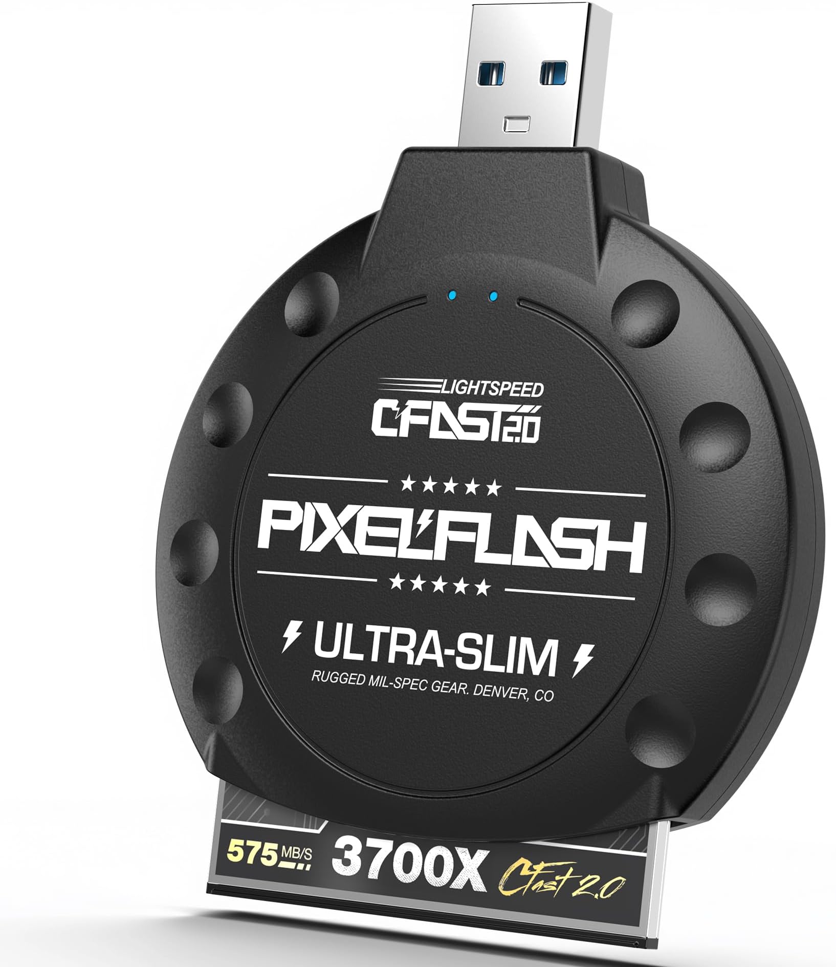 CFast 2.0 Card Reader (Black) - Memory Card Adapter with USB 3.0, 500Mb/s File Transfer, Ultra-Slim & Anti-Slip Rubber Shell, Compatible with Most Brands & OS