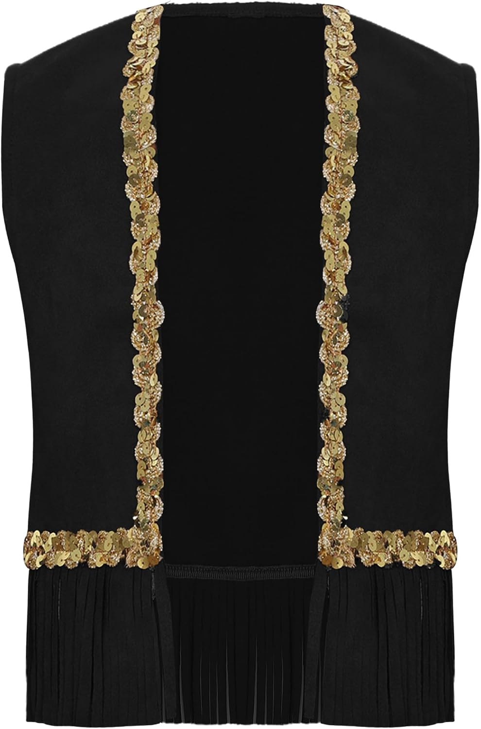 Big Girls Cowgirl Jacket Faux Suede Vest Sequins Tassel Waistcoat Rodeo Outfit