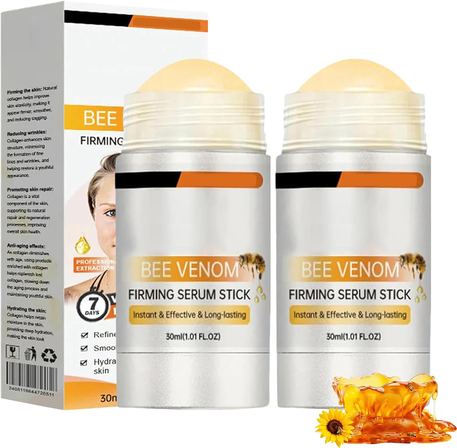 2PCS Botoxmin Bee Venom Firming Serum Stick, Bee Venom Cream,Natural Ingredients for Moisturizing, Lifts and Tightens the Skin, Skin Tightening Cream For or Women & Men