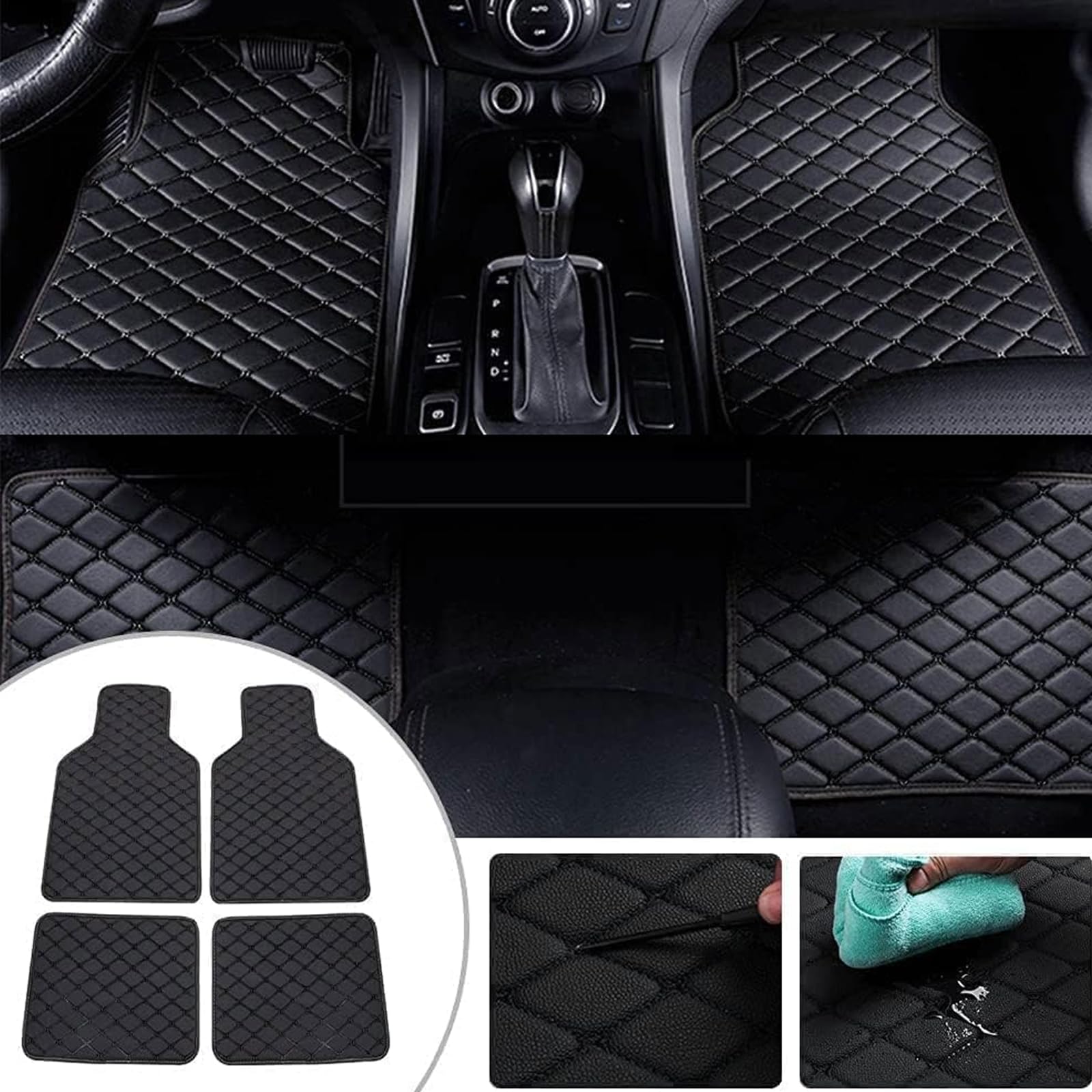 WOLWES Tappetini Auto In Pelle Per Audi Q5 FY (2017-2022) – Set Personalizzato Antiscivolo Colore Caffè