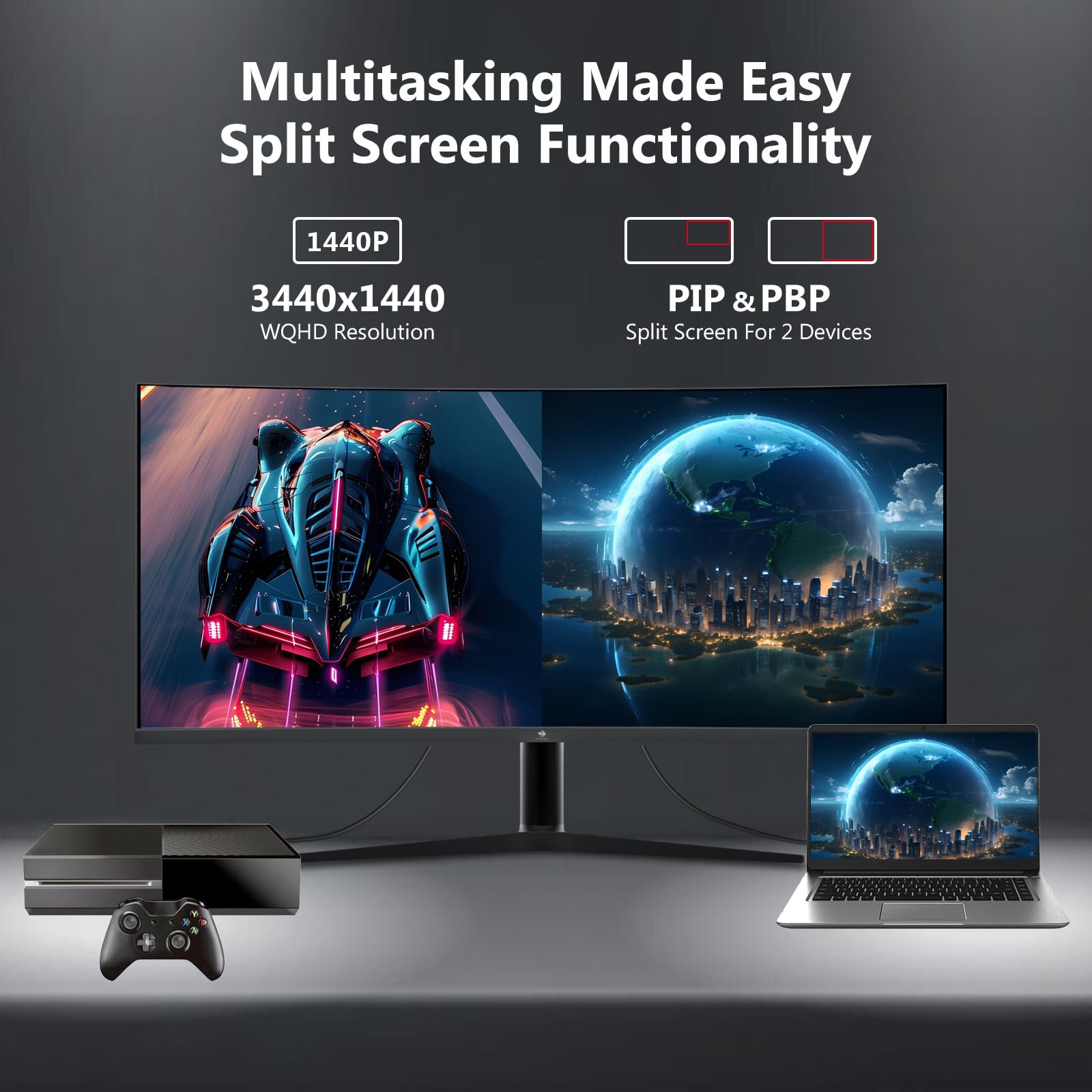 Z-Edge Monitor Curvo 34 Pollici PC Gaming, 2K, 3440x1440, 165Hz (DP), IPS, 1ms, Display Ultrawide 21:9, Regolabile in altezza/Verticale/Orizzontale/Rotazione, 100Hz (HDMI), FreeSync, VESA