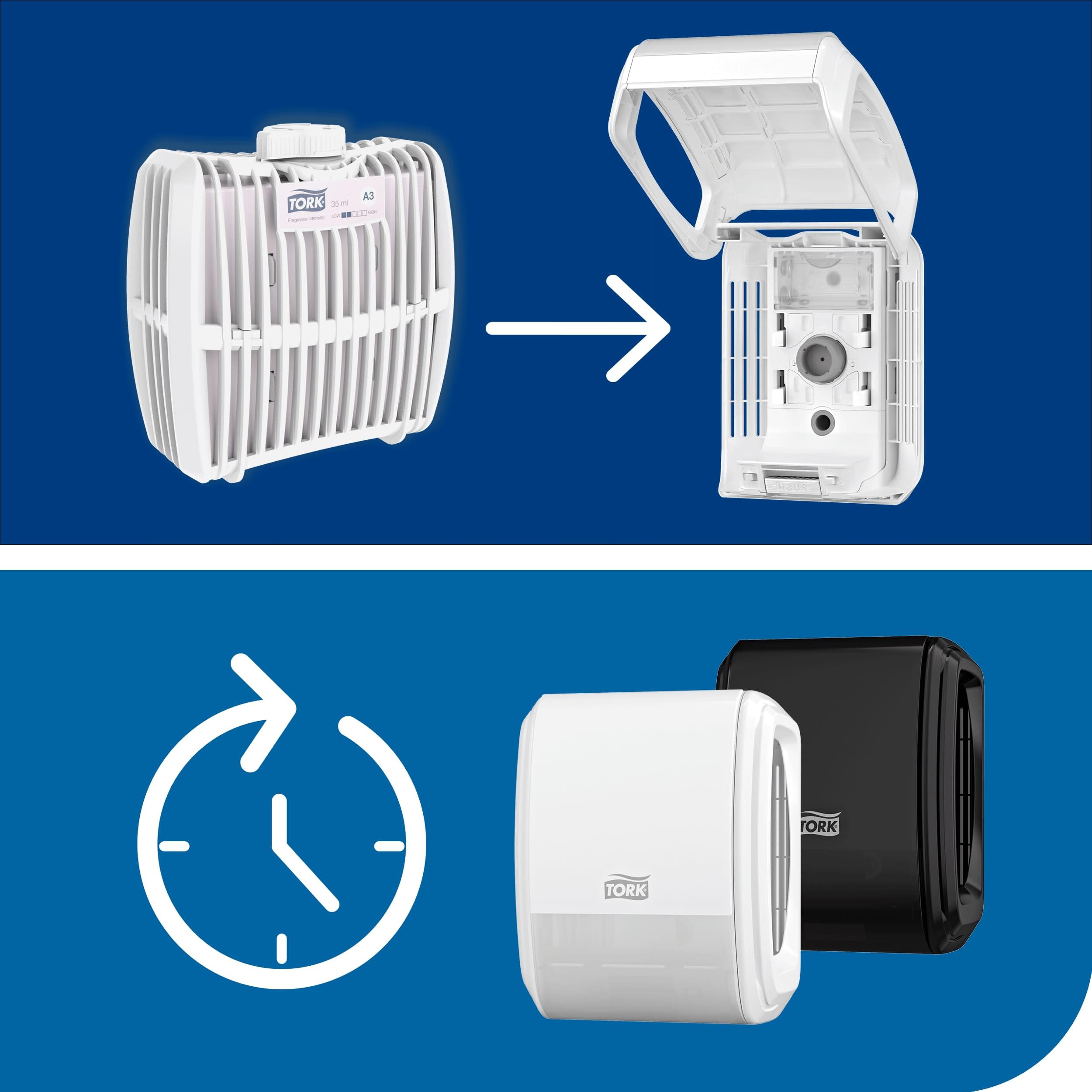 Tork Dispenser deodorante per ambienti ad azione continua A3, 256010 | bianco, linea Elevation, 6 pezzi