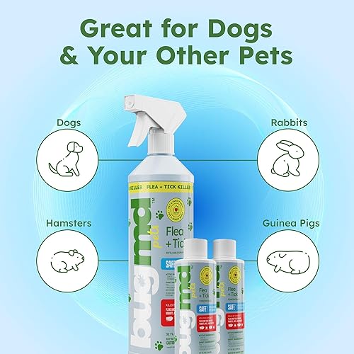 Miniatura 5 de BugMD Concentrado de pulgas y garrapatas (3.7 onzas), fórmula alimentada con aceite esencial, controla pulgas, garrapatas, ácaros en perros y otros