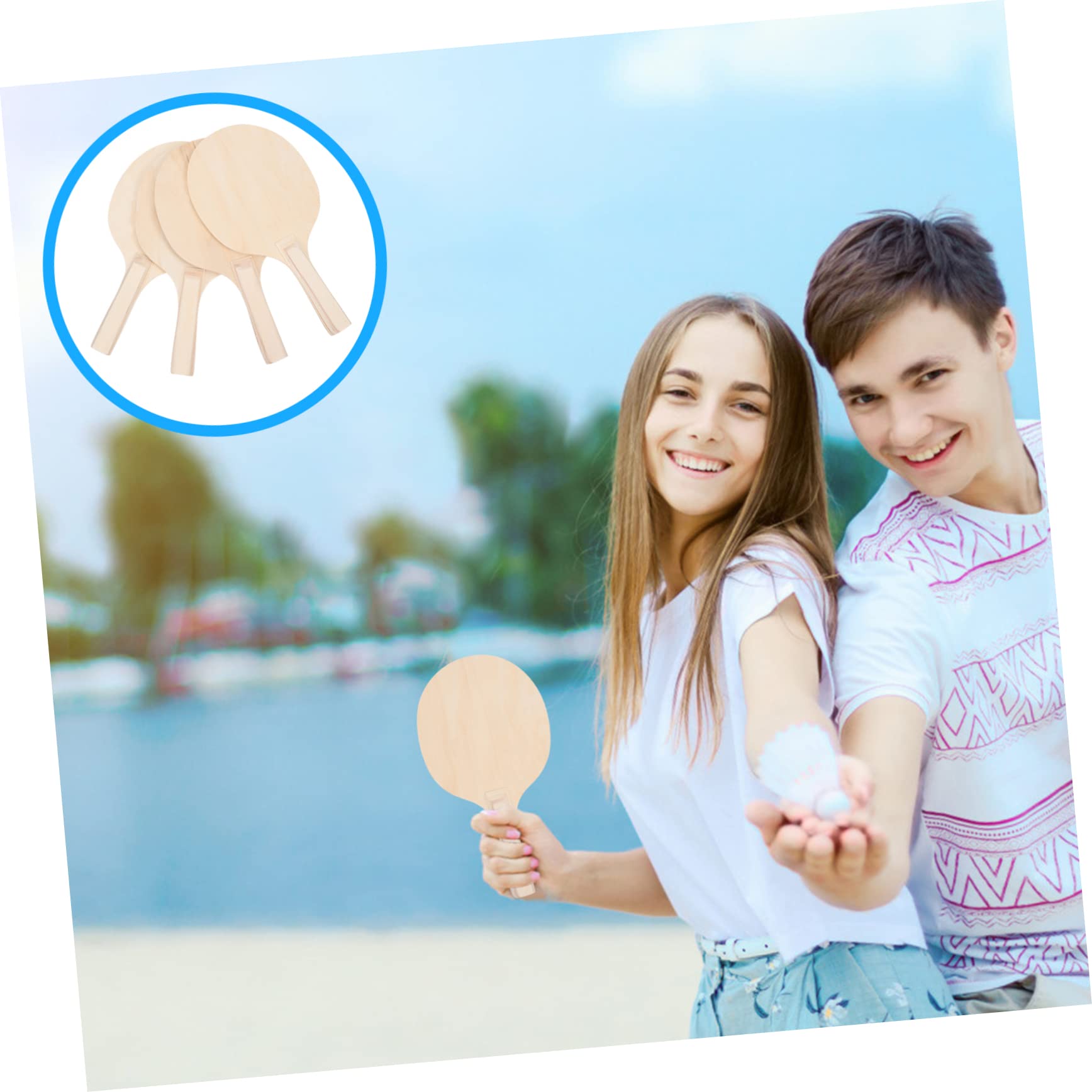 Toyvian 4pezzi Racchette da Badminton in Legno Pratiche e Leggere per Uso da Spiaggia e Cortile Marrone Adatte per Giochi Competitivi e attività all Aperto