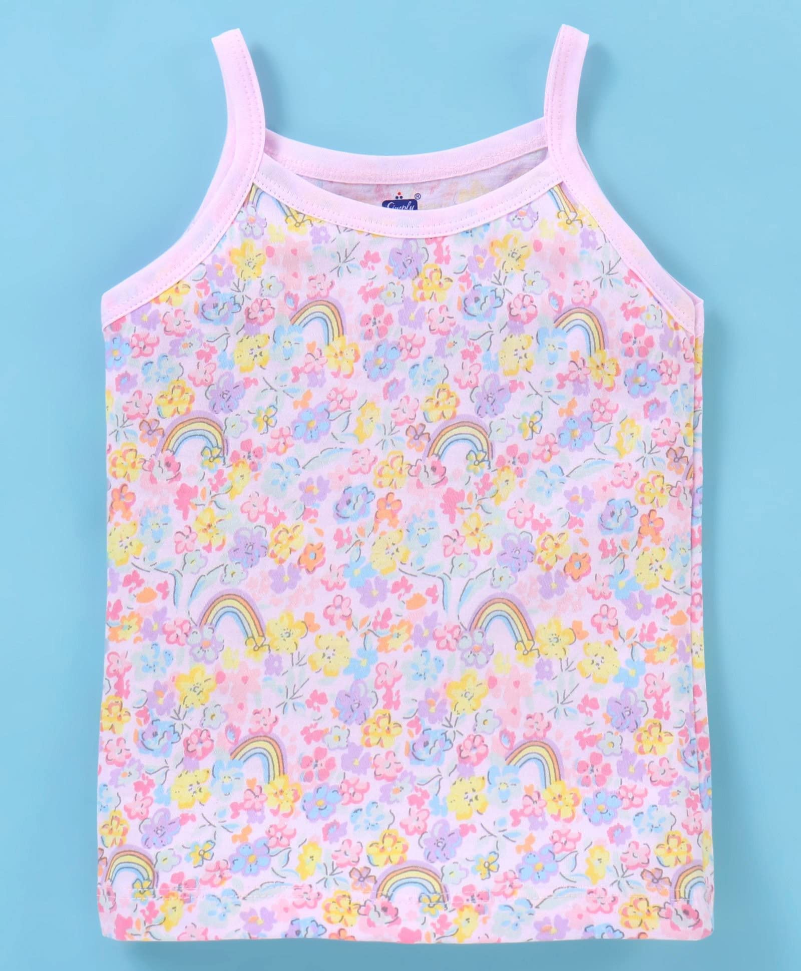 KIKE Baby Girls Sleevless Printed Cotton Regular Fit Camisole Slips/Vests/Baniyan/Inner Wear, Pack Of 6 (3-4 Years, Printed Slips), Assorted 2