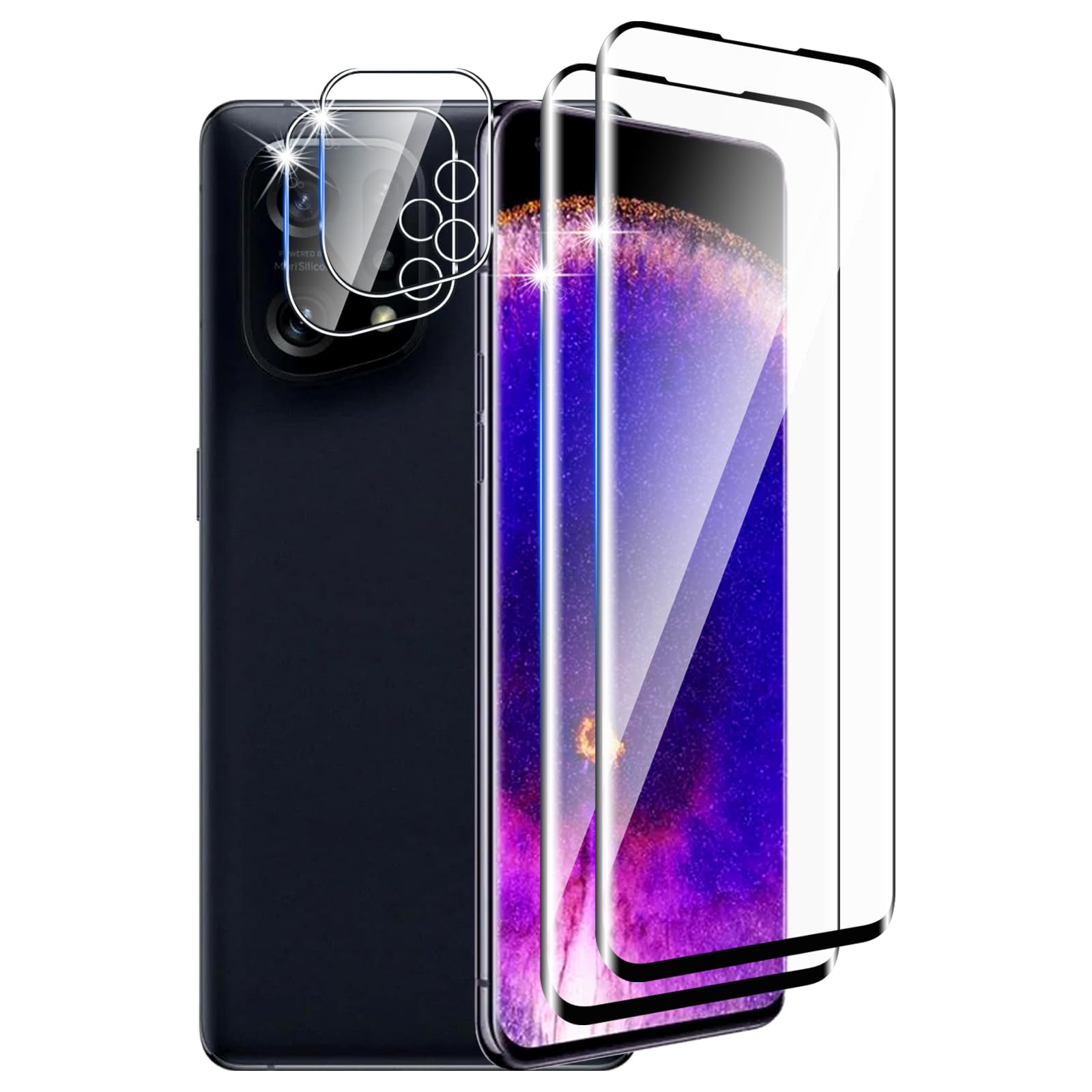2+2 Vetri Temperati Per OPPO Find X5 – Protezione 9H Per Schermo E Fotocamera, Copertura 3D Full Edge, Anti Impronte E Senza Bolle