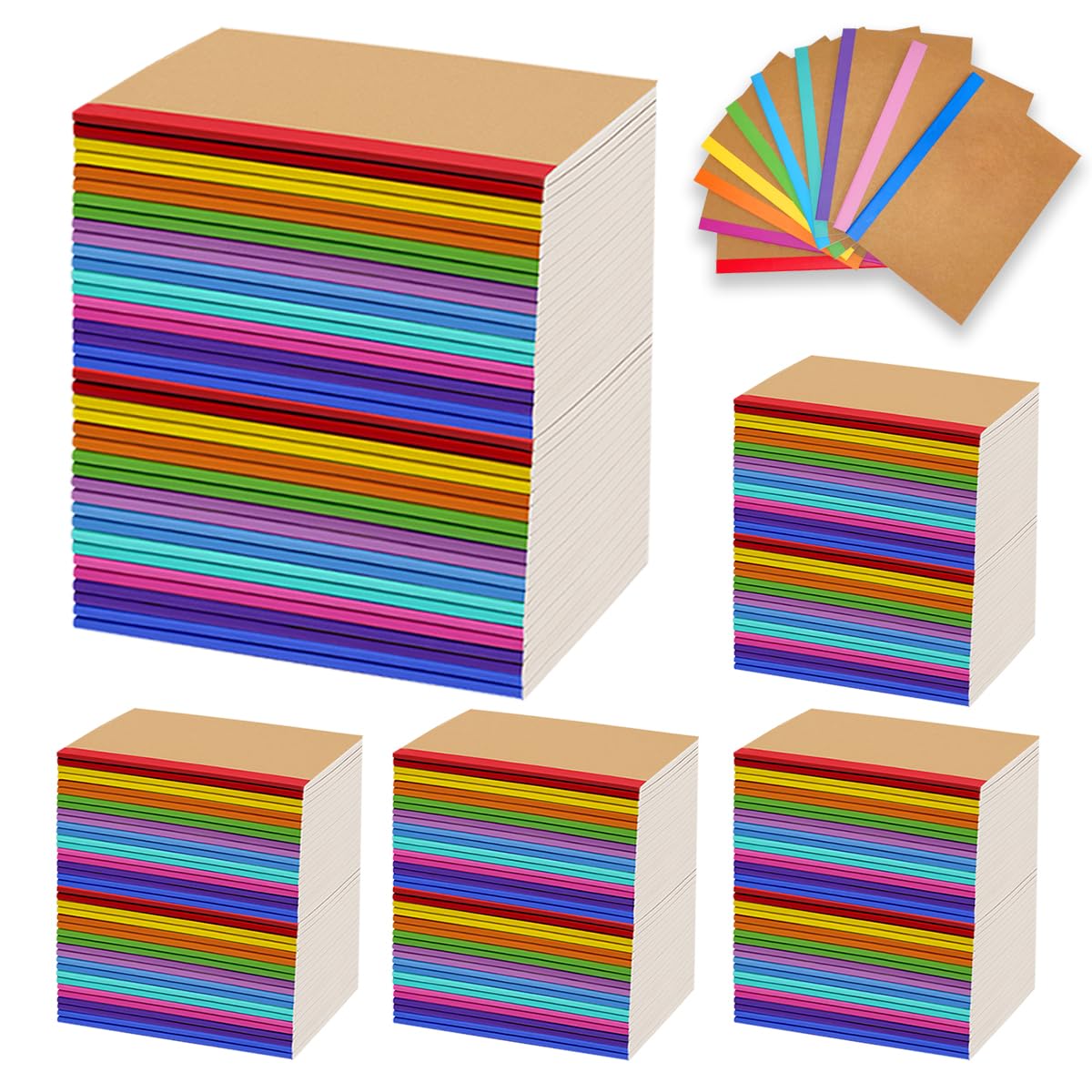 Confezione da 100 quaderni A5, 21,1 x 14 cm, a righe, in carta kraft, 10 colori, copertina morbida, diari di viaggio per studenti, aule e ufficio (colorati, 60 pagine, 30 fogli) (100, 10 colori)