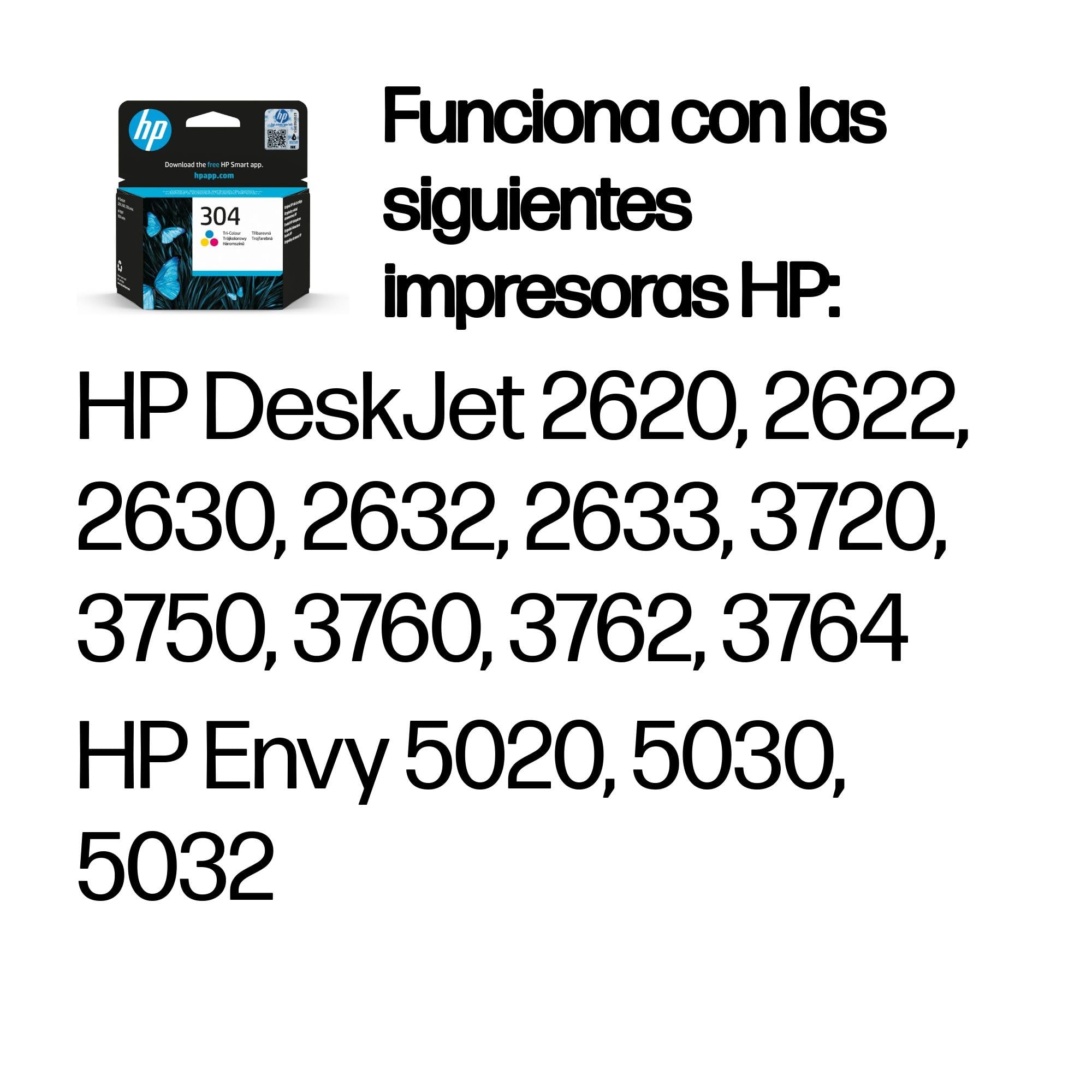 HP 304 N9K05AE Cartucho de Tinta Original Tricolor para HP DeskJet 2620 2630 3720 3730 3750 3760 Envy 5010 5020 5030