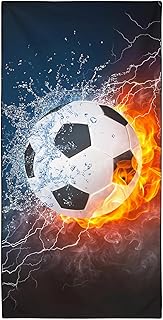 Zomer Strandtuch groß 90x180 cm Schnelltrocknendes Mikrofaser Bedrucktes mit Eisfeuerfußball Motiv