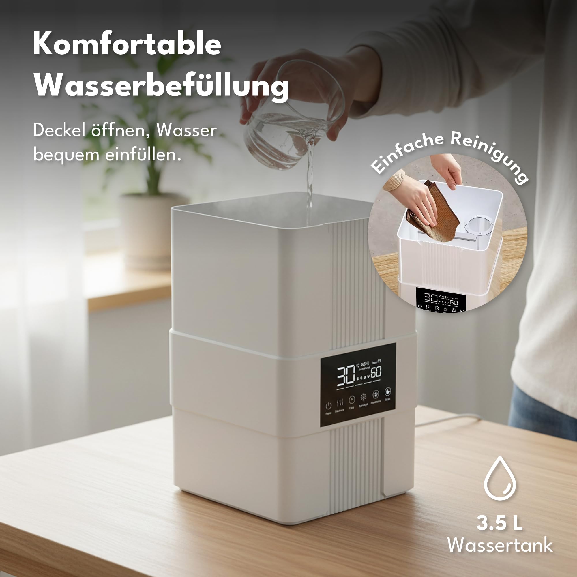 Premium dyfuzor do olejków eterycznych, dyfuzor zapachowy – nawilżacz powietrza, ultradźwiękowy, do aromaterapii, do sypialni, biura, wolny od BPA, 300 ml, biały, Varma.