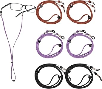 ZITFRI 6 Pcs Cordons Lunettes Homme Attache Lunettes Sangle Lunette Reglable 3 Couleur Ficelle