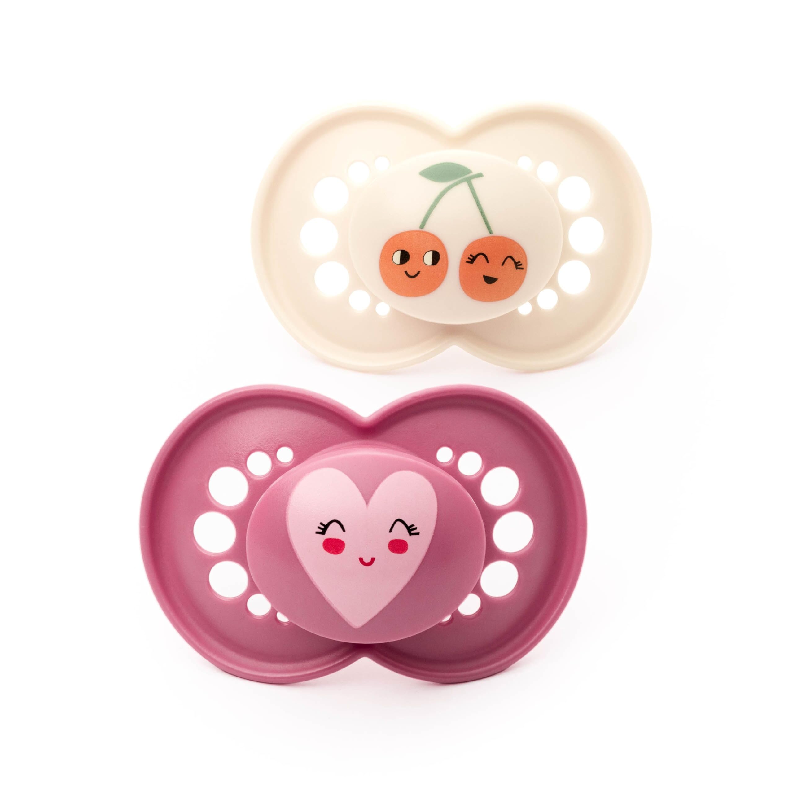 MAM Original Soothers | 6-18 Months | 2 Pack | Comes in Dummy Steriliser Case | Orthodontic Design | Sustainable Materials | Baby Accessories | Pink (Various Designs)