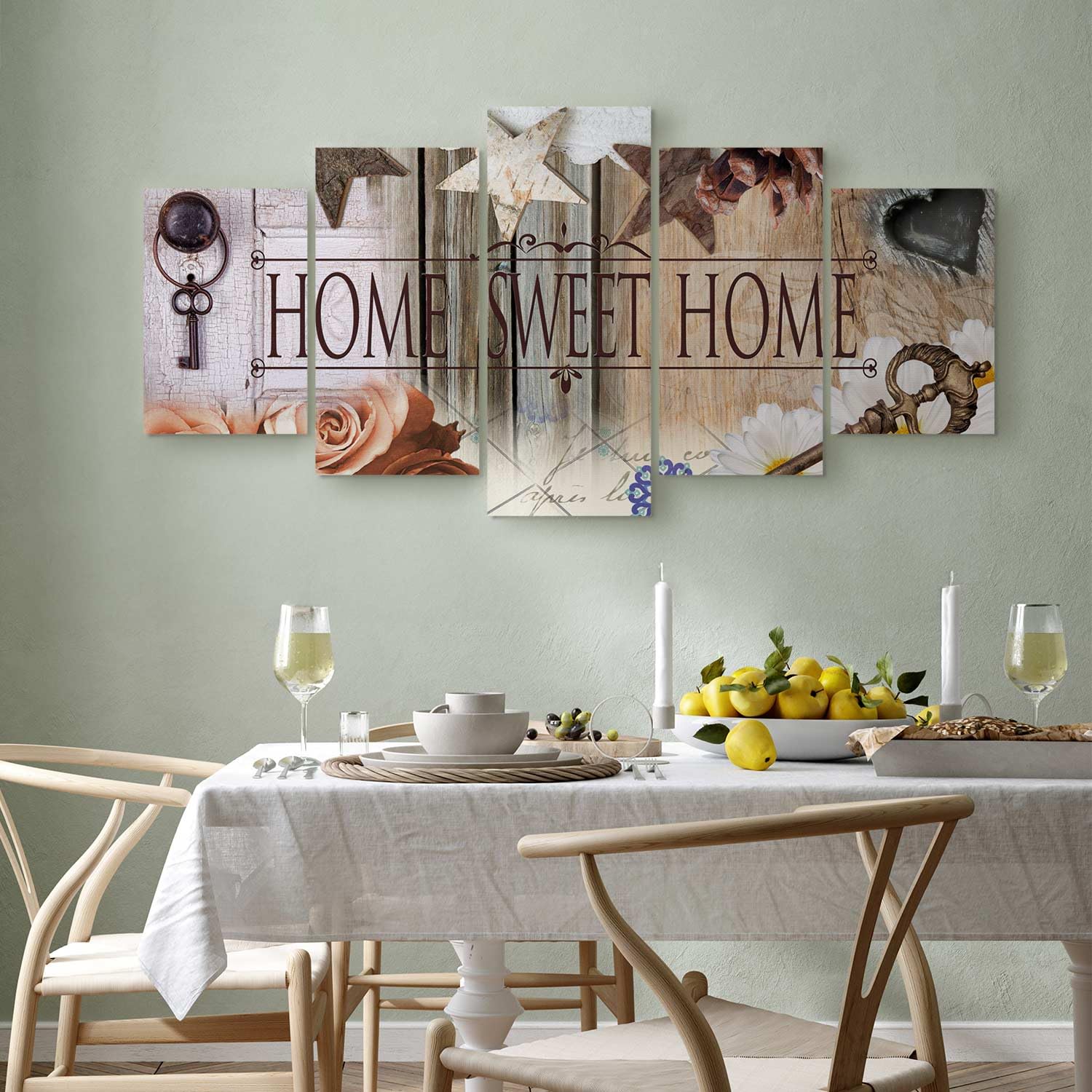 B&D XXL - Quadri Moderni Soggiorno Grandi Dimensioni, Home Fiori 200x100cm | Chiodi Inclusi, 5 Pezzi, Quadro Moderno, Pannelli Decorativi per Pareti, Decorazioni da Parete, Resistenti Allo Sbiadimento