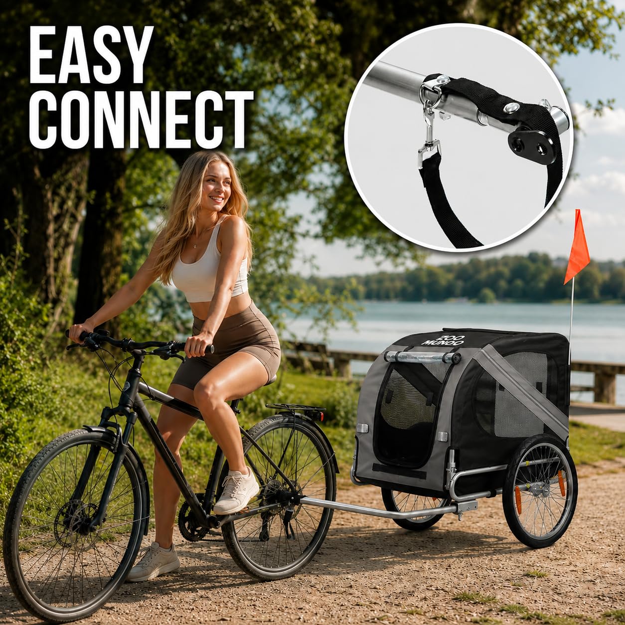 zoomundo Fahrradanhänger Hundeanhänger für Hunde-Transport Silver Frame