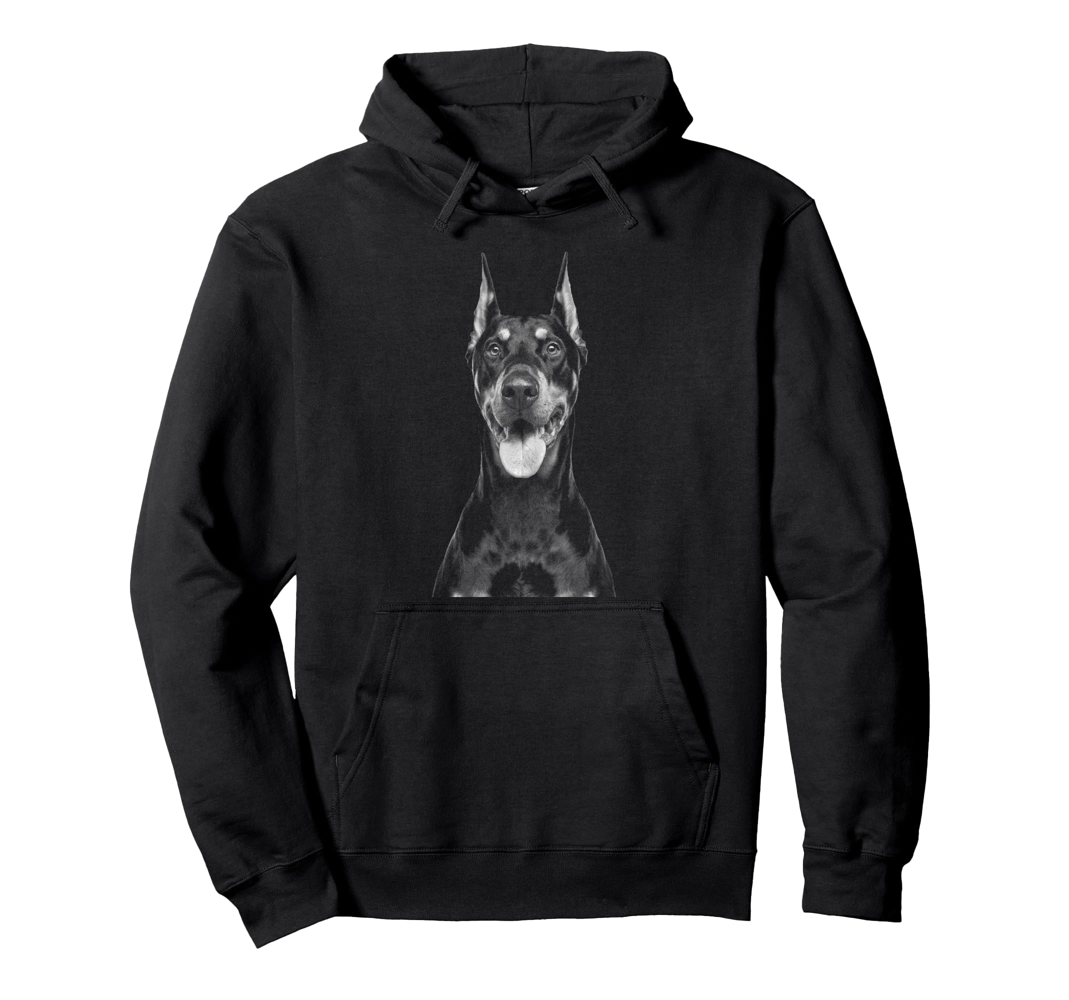 Doberman Pinscher High-Contrast Artistic Dog Pullover Hoodie, Black