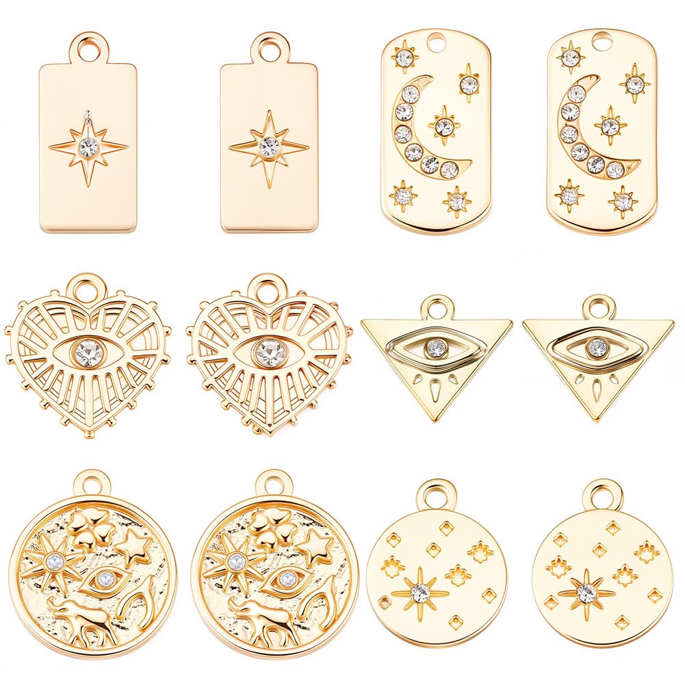 Breloques Mauvais Œil strass lune et cœur pour collier DIY