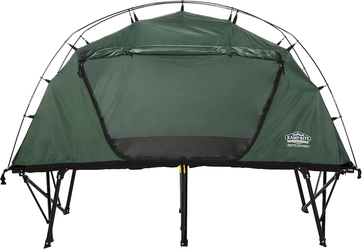 Kamp-Rite OCTC Extra Large Elevated Collapsible Compact 1 Person Tent Cot, 3 in 1 Sleeping Tent Cot with Roller Bag and Rain Fly, Easy Setup, Green