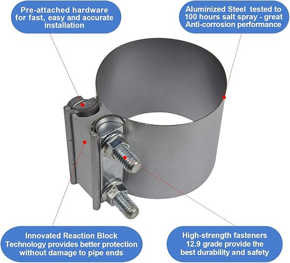 ROADFORMER 2.5 Exhaust Band Clamp - Lap Joint & Butt Joint Clamps in Silver