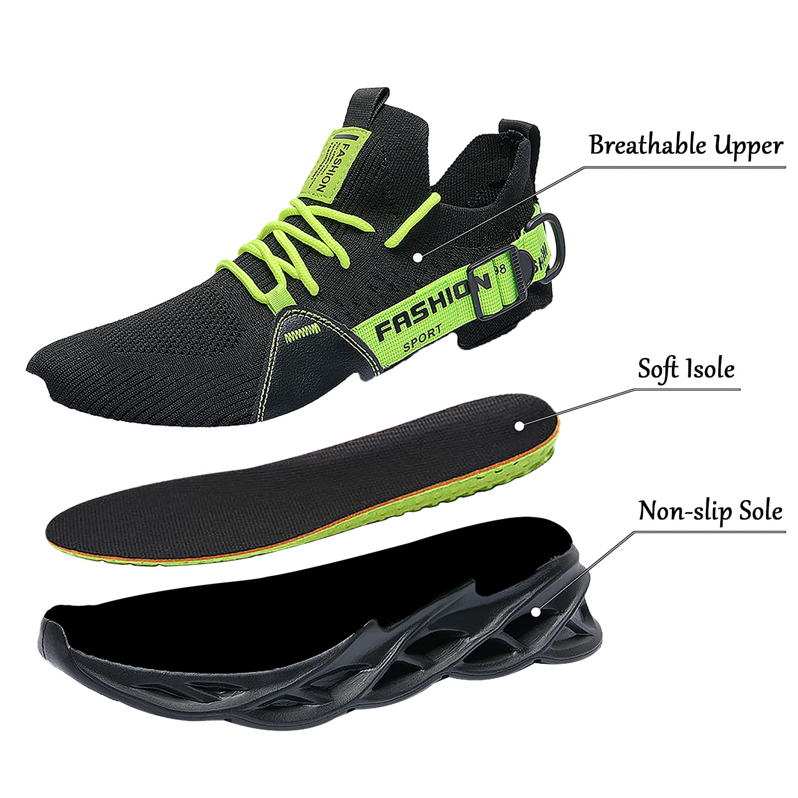 Scarpe Running Uomo Ginnastica Sneaker Donna Leggere Traspirante Outdoor Sportive Calzature da Corsa Pallavolo Tennis Nero Verde Bianco Rosa Giallo Grau Orange Viola Rosso Marrone EU 36-46