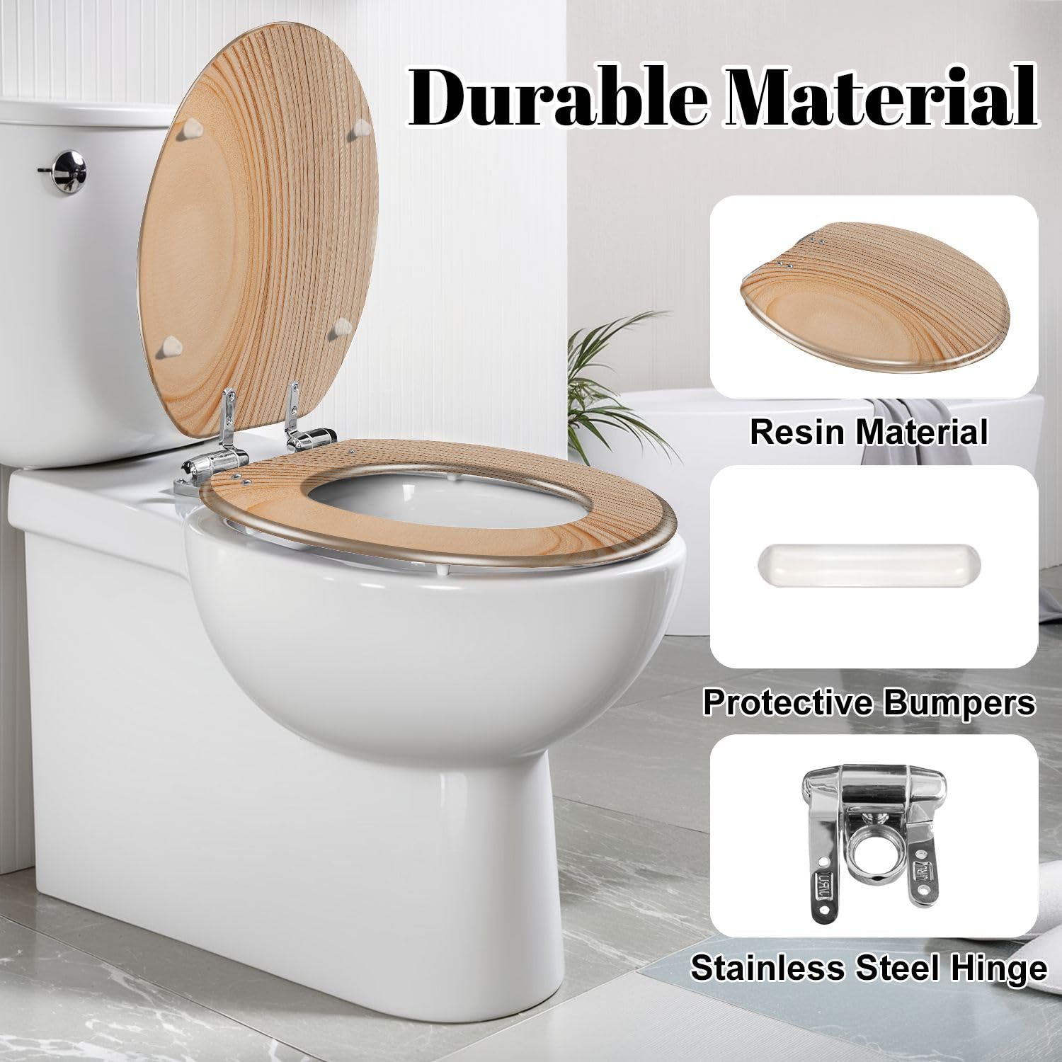 Asiento de inodoro alargado de resina para baño
