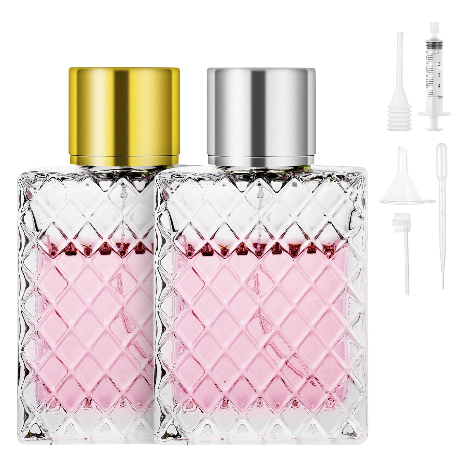 LOPHE Atomizador de Vidrio, 2 * 50ml Botella de Perfume Recargable de Cristal, Portátil Frasco Pequeño para Perfume, Pulverizador de Viaje Transparente — view 26