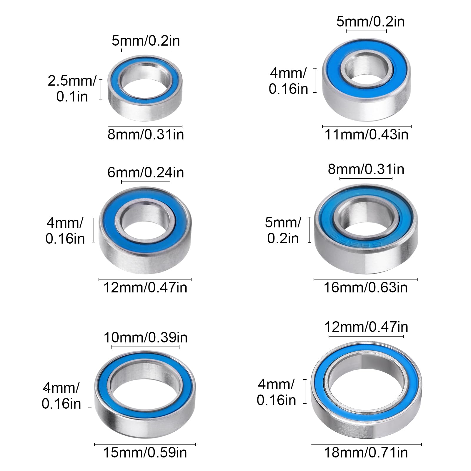 CrazyHobby 21Pcs Ball Bearings Kit for Traxxas Slash Stampede Rustler Hoss 4x4 VXL 1/10 Short Course Truck Upgrade Parts
