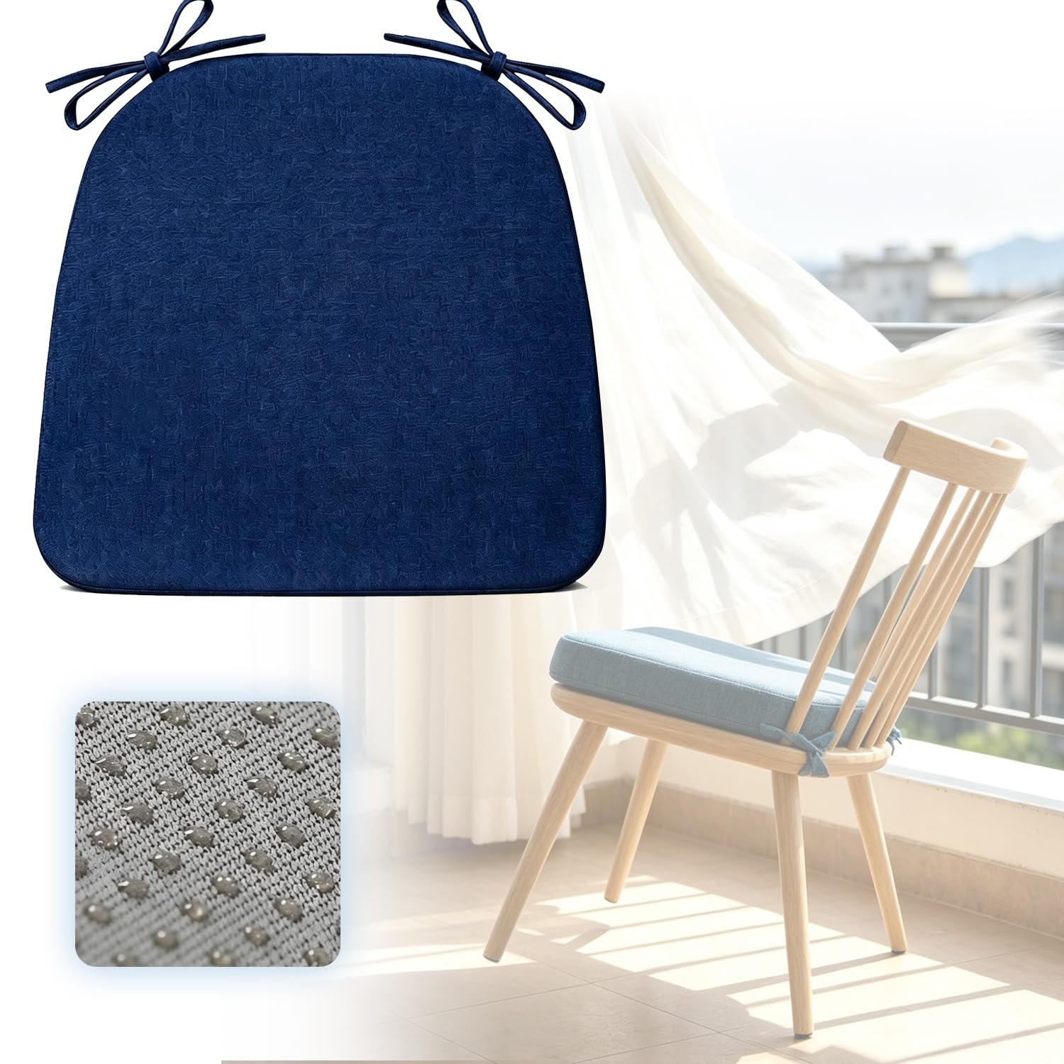 Cafusesdd Cafusedd Non-Slip Material Chair Cushion 6-Psc, Multiple Colors Seat with Cushions Replacement, for Outdoor Furniture Backyard Parties Balcony Nap(NavyBlue,21''*19'')