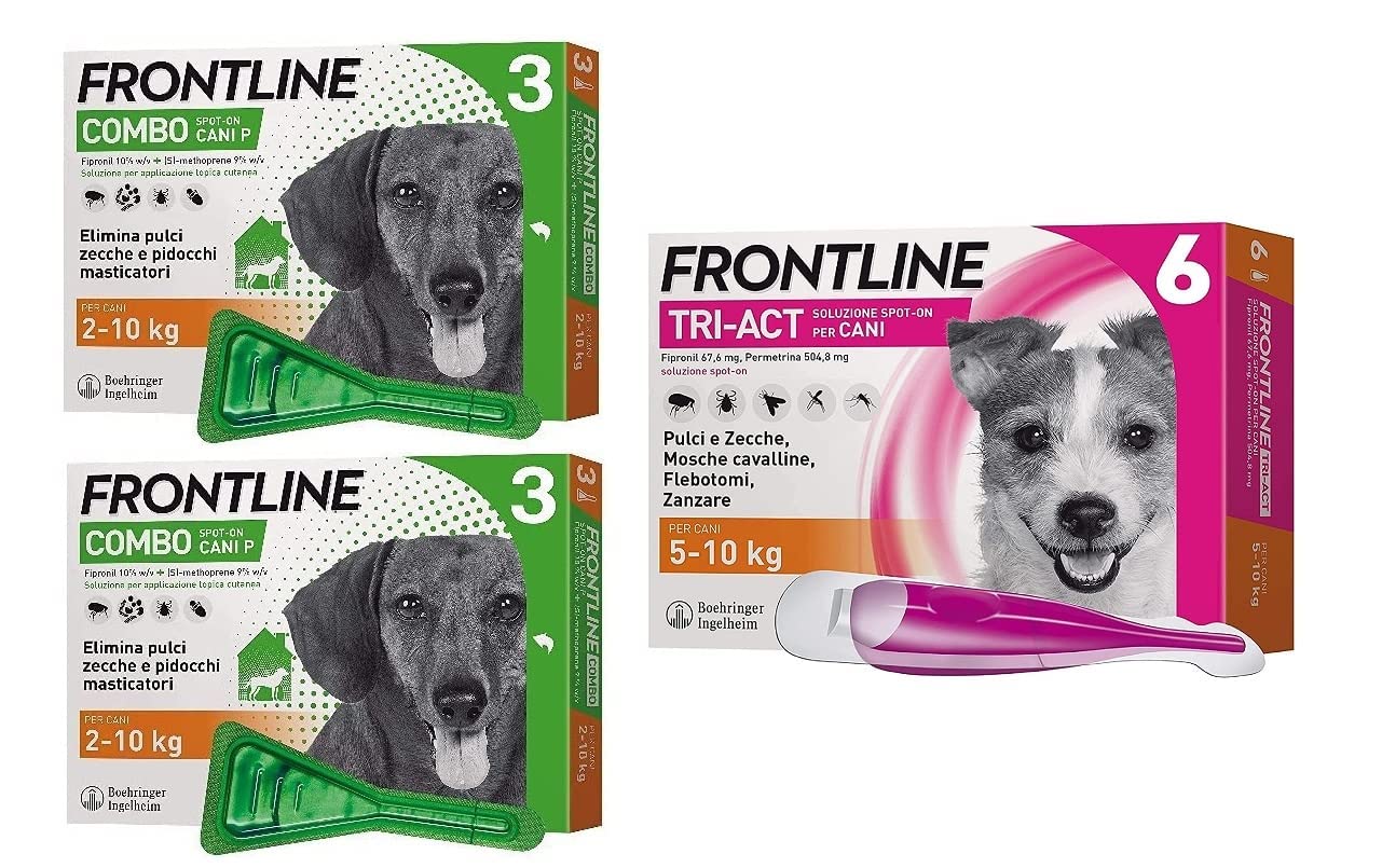 FRONTLINE Combo & TriAct, Antiparassitario Cani, 12 Pipette, Cane Taglia (5-10 Kg), Maxi Formato, Per una protezione lunga 12 mesi