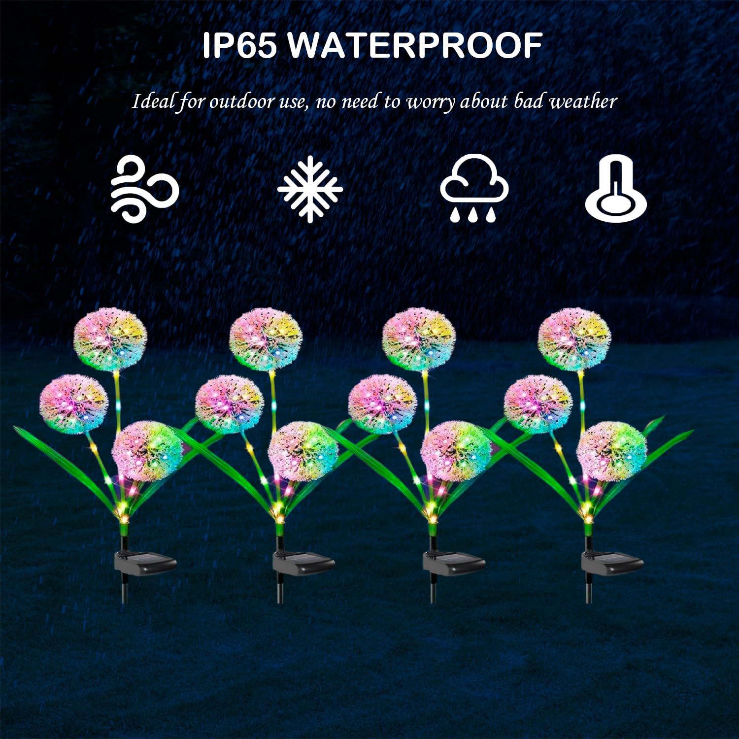 SHAREMI Solar Garden Lights Outdoor, 3 Pack Waterproof Dandelion Flowers Lamps with Colourful LED Lights - Image 4